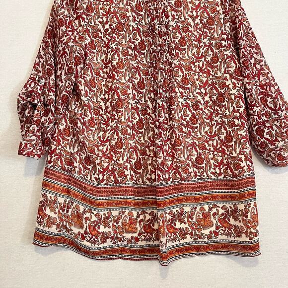 Anthropologie Meadow Rue Womens Rust Floral Peasant Top Blouse XS - Picture 7 of 9